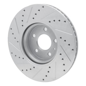 Audi A5 Brake Rotor (1) - Front Right - R1 Concepts - Drilled & Slotted - Silver - `11-`17